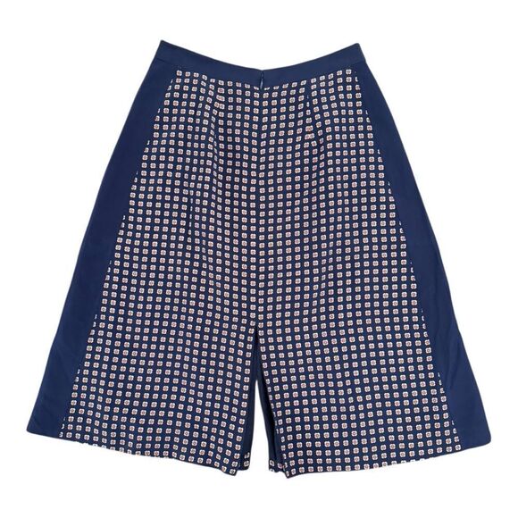 Madewell Silk Geo Printed Midi Skirt Navy Midi Front and Back Slit - Picture 4 of 9